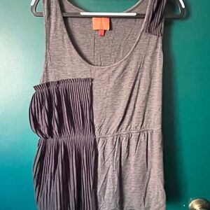 Anthropologie Gray Asymmetrical Pleated Tank Top